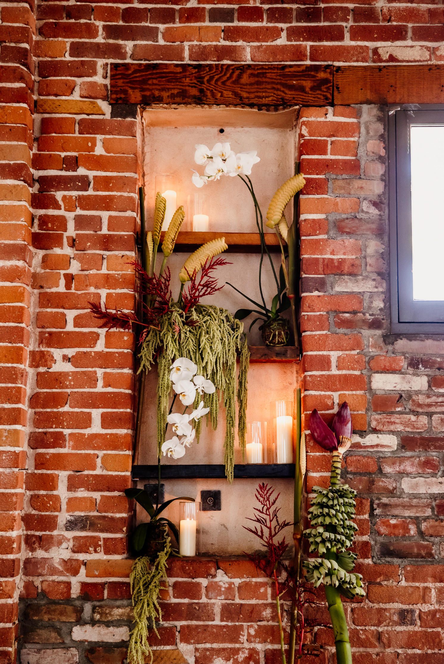 Hanging greenery and floral install